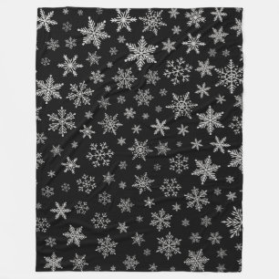 Modern snöflake 2-Black & Silver-Grått Fleecefilt