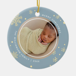 Modern snöflake 2 foton julgransprydnad keramik