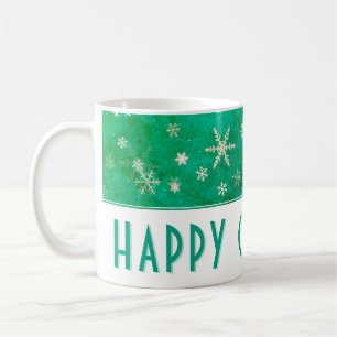 Modern snöflake Grönt Lycklig jul Kaffemugg