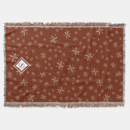 Modern snöflake Mönster på Red Monogrammed Filt