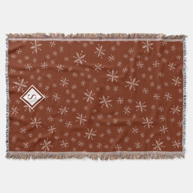 Modern snöflake Mönster på Red Monogrammed Filt (Framsidan)