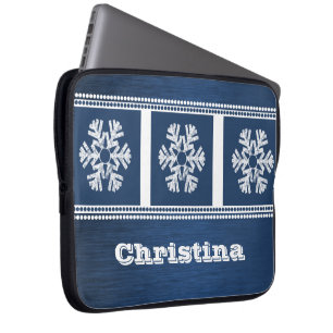 Modern Snöflingor Electronics Sleeve, Blue Laptop Fodral