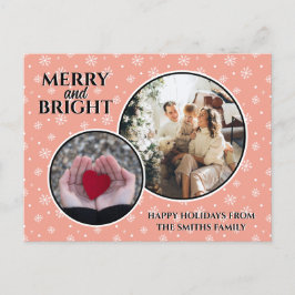 Modern Snöflingor Elegant Rosa Family Helg Vykort