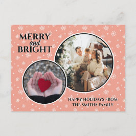 Modern Snöflingor Elegant Rosa Family Helg Vykort