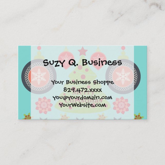 Modern snöflingor för helgdaggod julträd visitkort (Framsida)