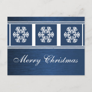 Modern Snöflingor Helgdag vykort, Royal Blue Helg Vykort