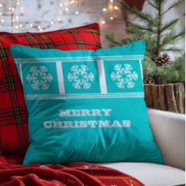 Modern Snöflingor Pillow, Aqua Kudde