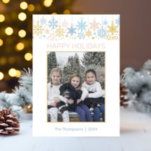 Modern Snöflingor Rosa Blue Guld Jul PHOTO