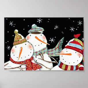 Modern Snögubbar Smiles Poster