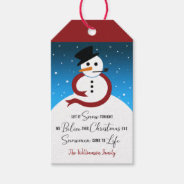 Modern Snögubbe Haiku Traditionell jul Färg Presentetikett