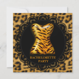 MODERN SNÖRE ANIMAL PRINT BACHELORETTE PARTY INBJU INBJUDNINGAR