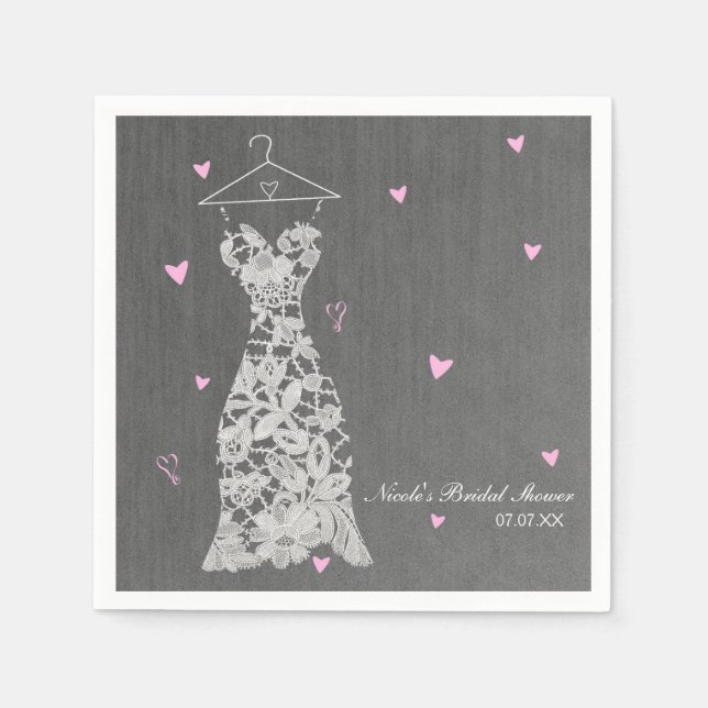 Modern Snöre Bröllop Dress Grått Chic Möhippa Pappersservett (Framsidan)