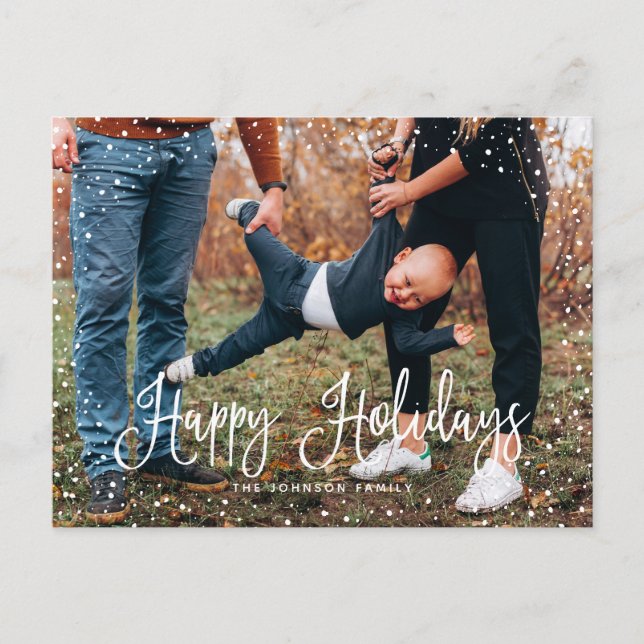 Modern snöskript 2 fotoholiday vykort (Framsida)