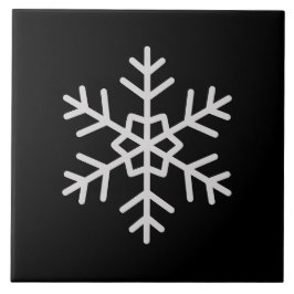 Modern Snowflake Accent Solid Black Tile Art Kakelplatta
