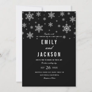 Modern Snowflake Black & White Wedding-inbjudan Inbjudningar