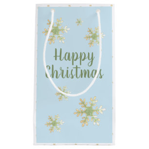 Modern Snowflake Blue Script Lycklig-jul