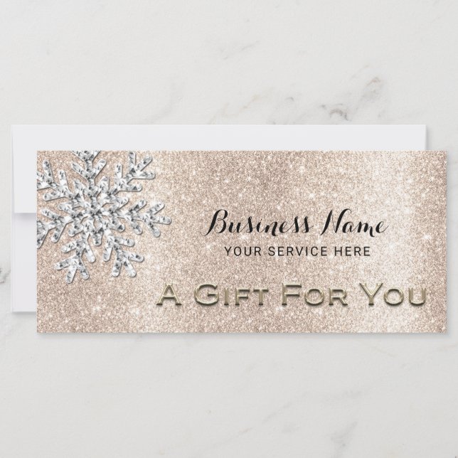 Modern Snowflake Gold Glitter Gift Certificate (Framsida)