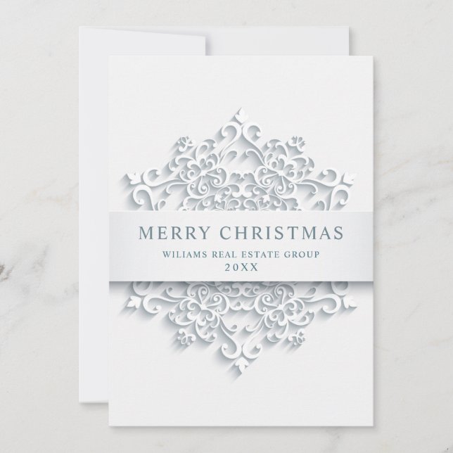 Modern Snowflake-julbolag Hälsning Julkort (Framsida)