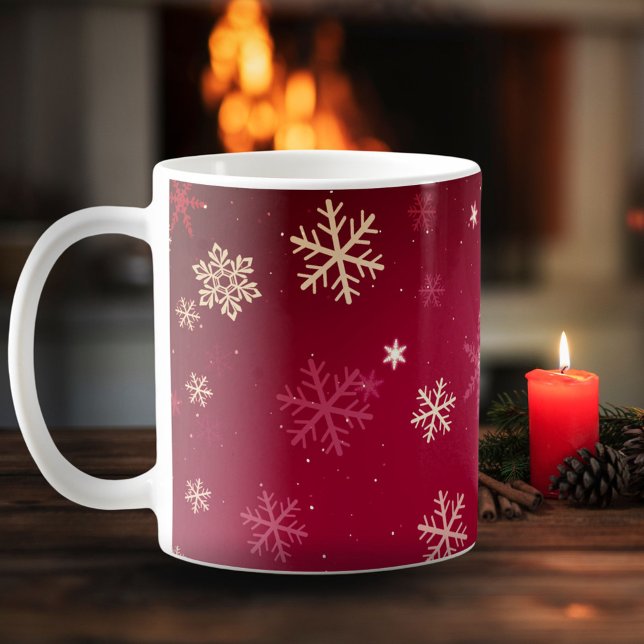 Modern Snowflake Red Mönster-julen Helgdag Kaffemugg (Skapare uppladdad)