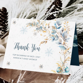 Modern Snowflake Winter Cold Oyutside Baby Shower Tack Kort