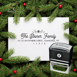 Modern Snowflake Winter Family Rubber Stamp Självfärgande Stämpel