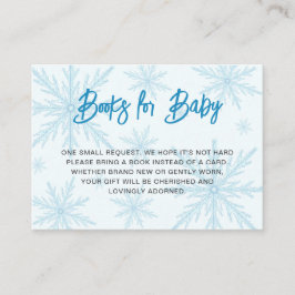 Modern Snowflakes Boy Baby Shower Book Request Tilläggskort