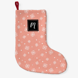 Modern Snowflakes Christmas Pattern Monogram Liten Julstrumpa