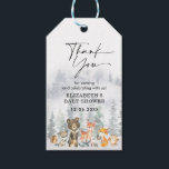 Modern Snowy Winter Woodland Tack Favor Presentetikett<br><div class="desc">Denna förtjusande design har en grupp söta skogsdjur och frostiskt skogslandskap i elegant muterad helgdag färg. Anpassa ordalydelsen till vad du vill genom att klicka på knappen "Anpassa".</div>