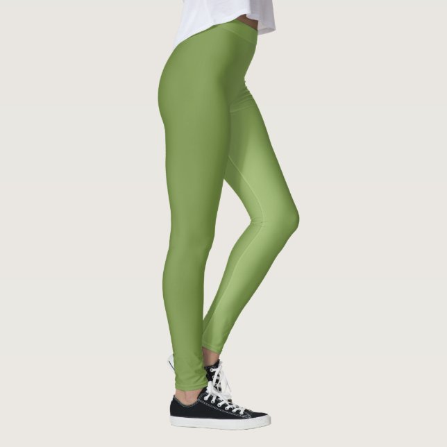 Modern snygg, solid Grönt-övertoning Wave mönster Leggings (Höger)