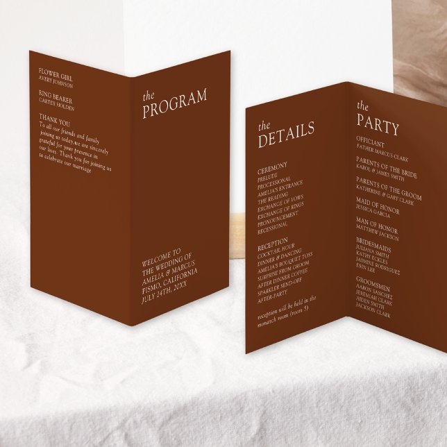 Modern & Snygg Typografi Bröllopsprogram Kort (Skapare uppladdad)