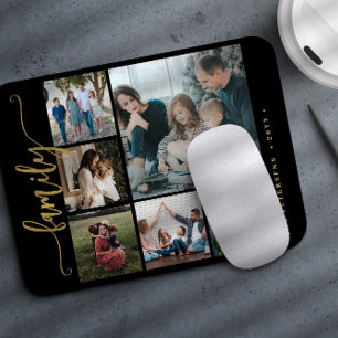 Modern snyggt 6 fotokollage familjekalligrafi musmatta