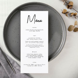 Modern Snyggt Anpassningsbar Black White Bröllop Meny
