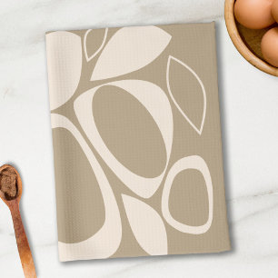 Modern Snyggt Beige Cream Abstrakt Mönster Kökshandduk