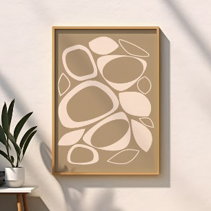 Modern Snyggt Beige Cream Abstrakt Mönster Poster