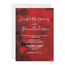 Modern Snyggt Black and Mörk Red Abstrakt Bröllop