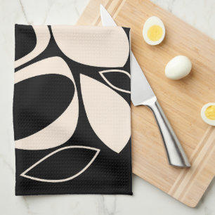 Modern Snyggt Black Cream Abstrakt Mönster Kökshandduk