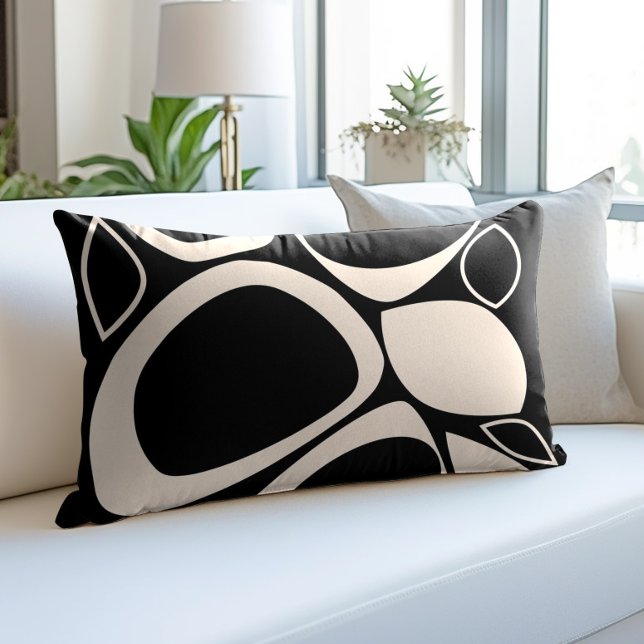 Modern Snyggt Black Cream Abstrakt Mönster Prydnadskudde (Skapare uppladdad)
