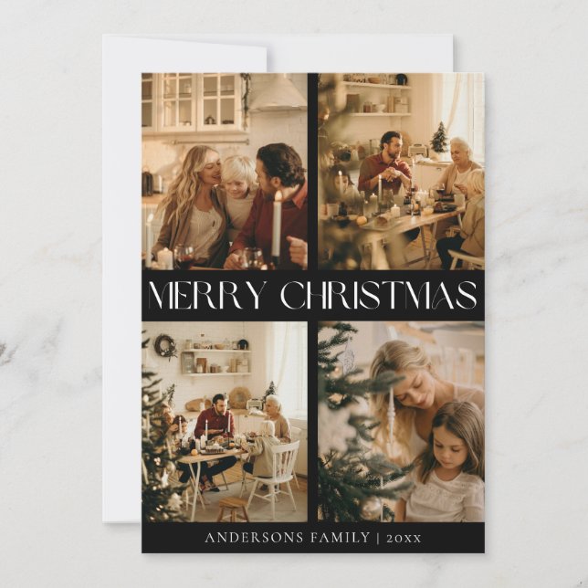 Modern Snyggt Black God jul Helgdag Card Julkort (Framsida)