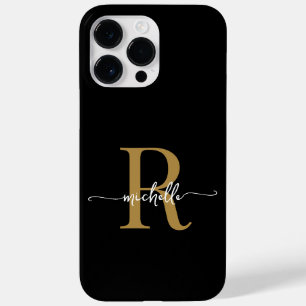 Modern Snyggt Black Guld-skriptmonogram - initialt