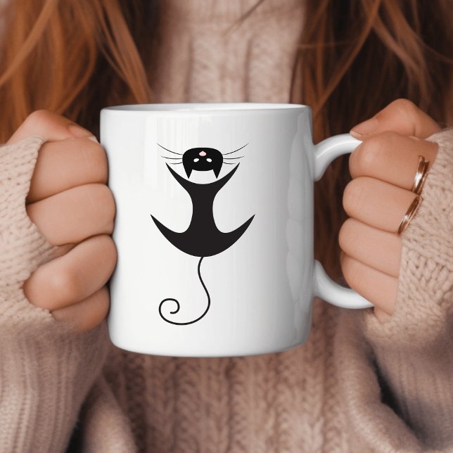 Modern Snyggt Black Hanging Cat Kaffemugg (Skapare uppladdad)