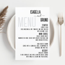 Modern, Snyggt Black Personlig Bröllop Menu