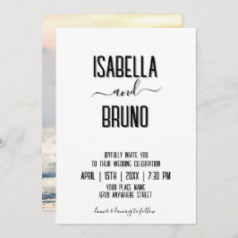 Modern, Snyggt Black Personlig Photo Bröllop Inbjudningar