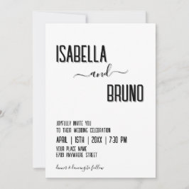 Modern, Snyggt Black Personlig Photo Bröllop Inbjudningar