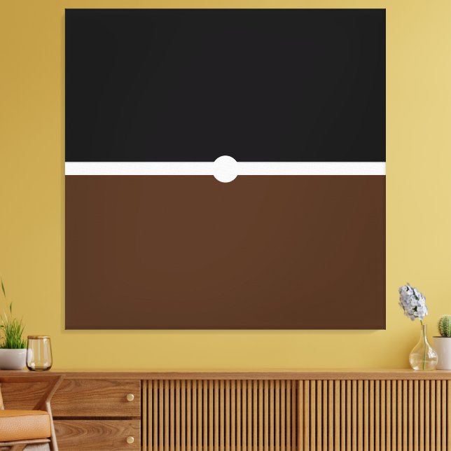 Modern Snyggt Black White Cocoa Brown Färg Block Canvastryck (Insitu (Vardagsrum))