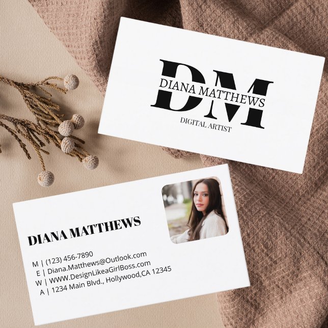 Modern Snyggt Black White, Professionell Photo Visitkort (Skapare uppladdad)