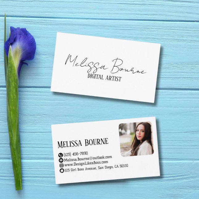 Modern Snyggt Black White, Professionell Photo Visitkort (Skapare uppladdad)