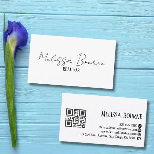 Modern Snyggt Black White, Professionell QR-kod Visitkort