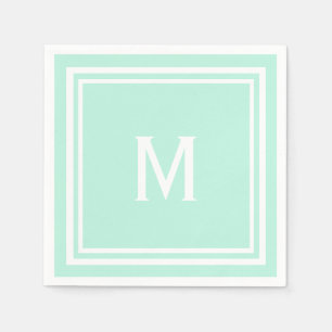 Modern Snyggt Blek Mint Grönt Monogram Pappersservett