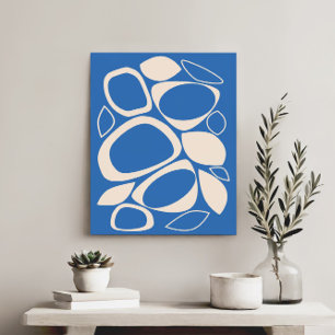 Modern Snyggt Blue Cream Abstrakt Mönster Canvastryck