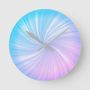 Modern Snyggt Blue Rosa Spectrum Radiant Mönster Rund Klocka